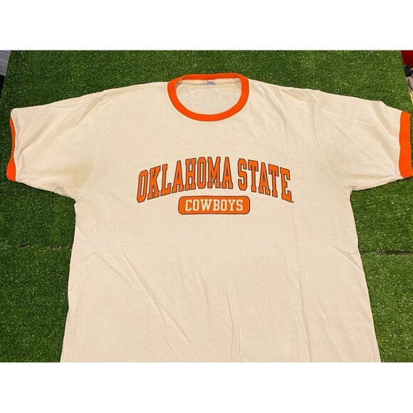 Vintage Oklahoma State Cowboys shirt mens large Champion 90s white orange X - Picture 4 of 10